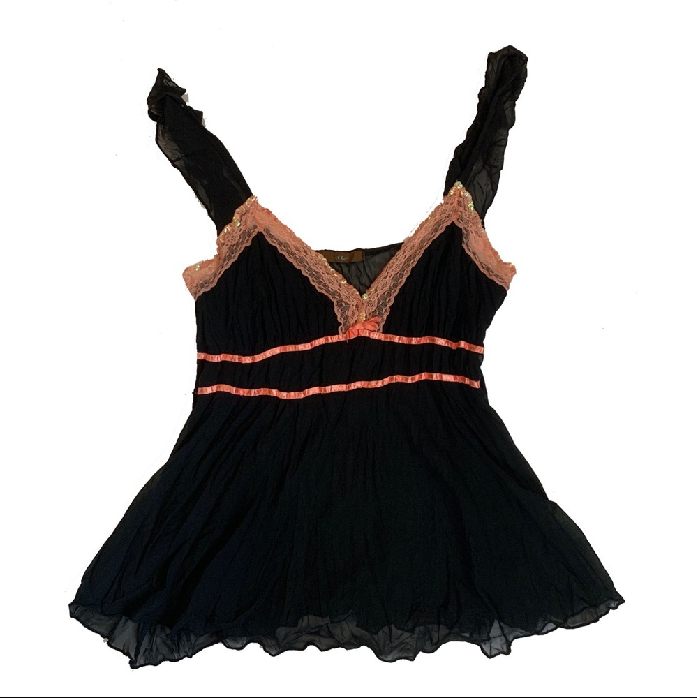 Babydoll lingerie pink sequin alt girl top